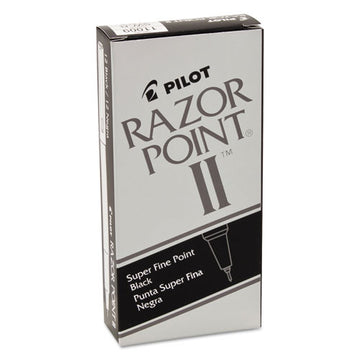 Pilot® Razor Point Ii Super Fine Line Porous Point Pen, Stick, Extra-fine 0.2 Mm, Black Ink, Black Barrel, Dozen freeshipping - TVN Wholesale
